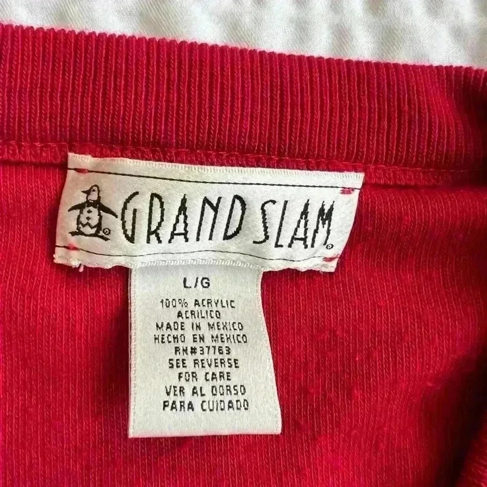 Grand Slam- Men’s V- Neck Golf Sweater- Red- Large - Picture 2 of 6